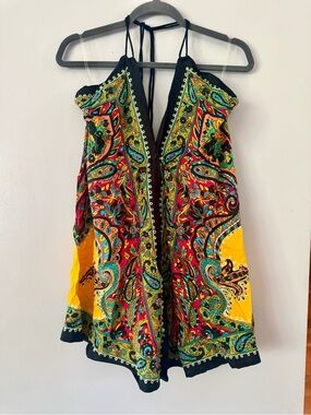 ADVANCE APPARELS Boho Batik Print Halter Mini Scarf Dress Paisley Floral OS